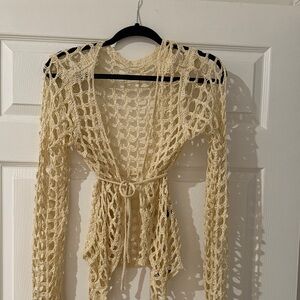 SHEIN Cream Open-Knit Sweater